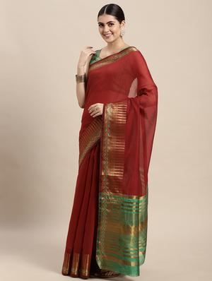 self design woven saree with blouse - 18642580 - Standard Image - 3