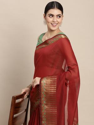 self design woven saree with blouse - 18642580 - Standard Image - 5