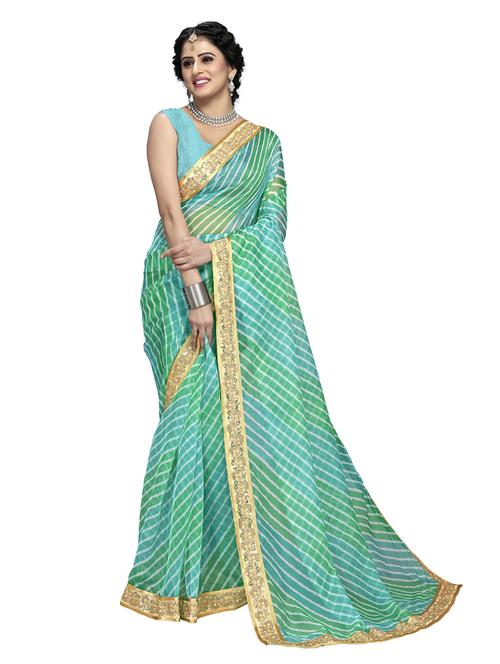 leheriya print saree with blouse piece with blouse - 18642696 - Very Small Image - 1