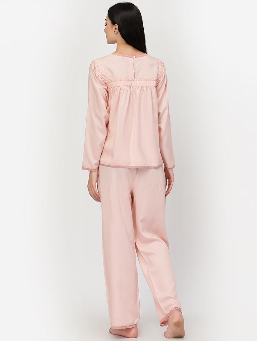 solid nightwear top & bottom set - 18645131 - Zoom Image - 3