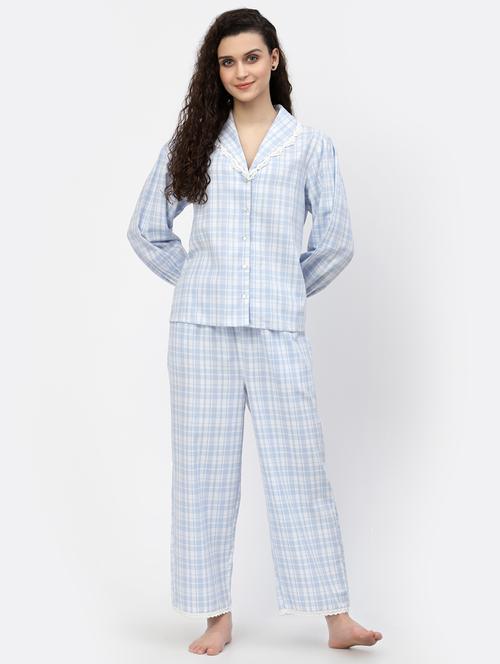 checkered nightwear pajama set - 18645136 - Standard Image - 1