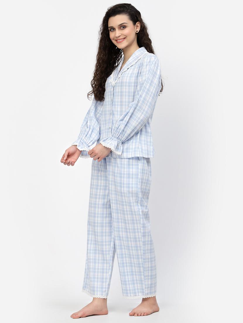 checkered nightwear pajama set - 18645136 - Zoom Image - 2