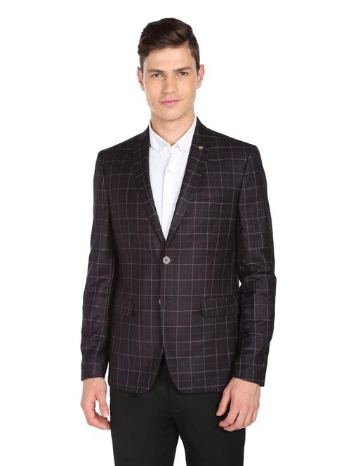 checkered single breasted formal blazer - 18645815 - Standard Image - 1