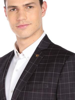 checkered single breasted formal blazer - 18645815 - Standard Image - 5