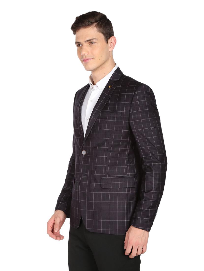 checkered single breasted formal blazer - 18645815 - Zoom Image - 2