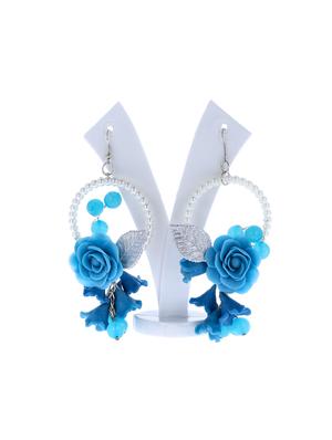 handmade artificial flowers drop earring - 18647835 - Standard Image - 3