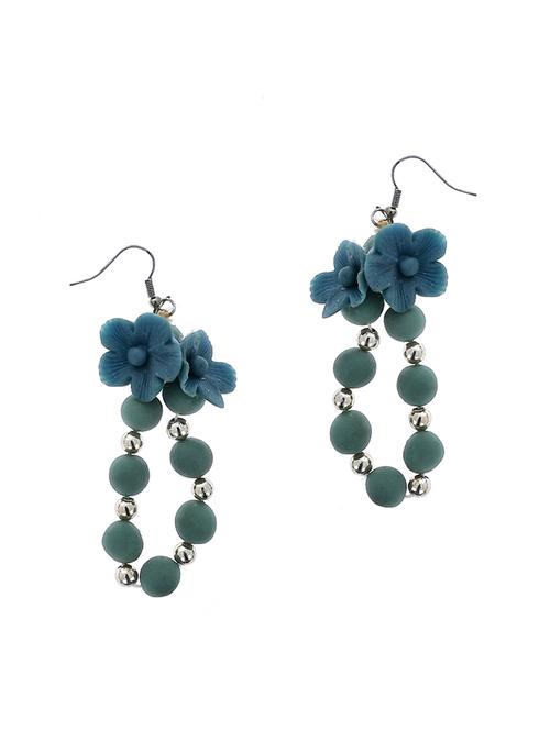 handmade artificial flowers drop earring - 18647836 - Standard Image - 1