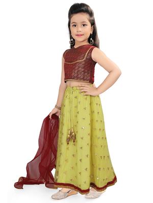 girls sequined lehnga choli set with dupatta - 18648162 - Standard Image - 2