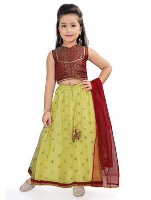 girls sequined lehnga choli set with dupatta - 18648162 - Standard Image - 3