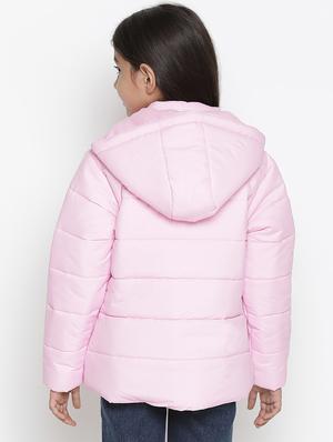 girls hooded neck solid quilted jacket - 18649400 - Standard Image - 3