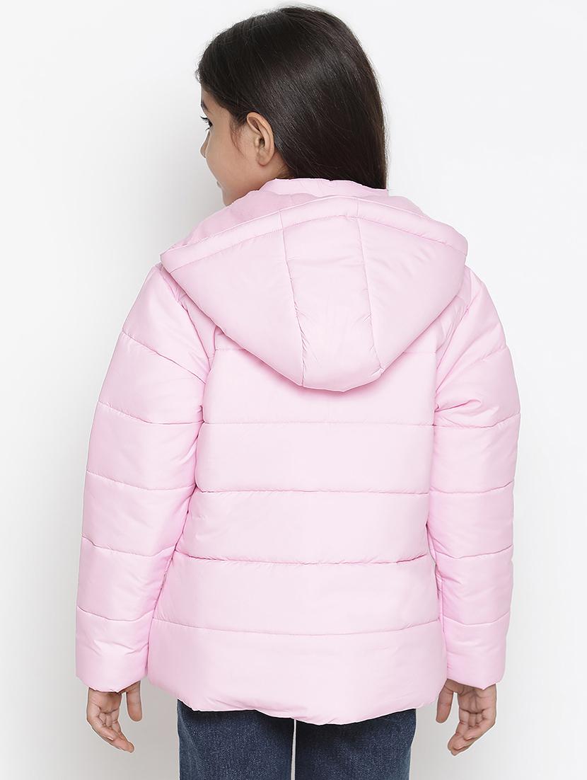 girls hooded neck solid quilted jacket - 18649400 - Zoom Image - 3