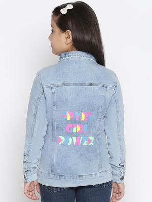 girls shirt collar solid denim regular jackets - 18649403 - Standard Image - 3