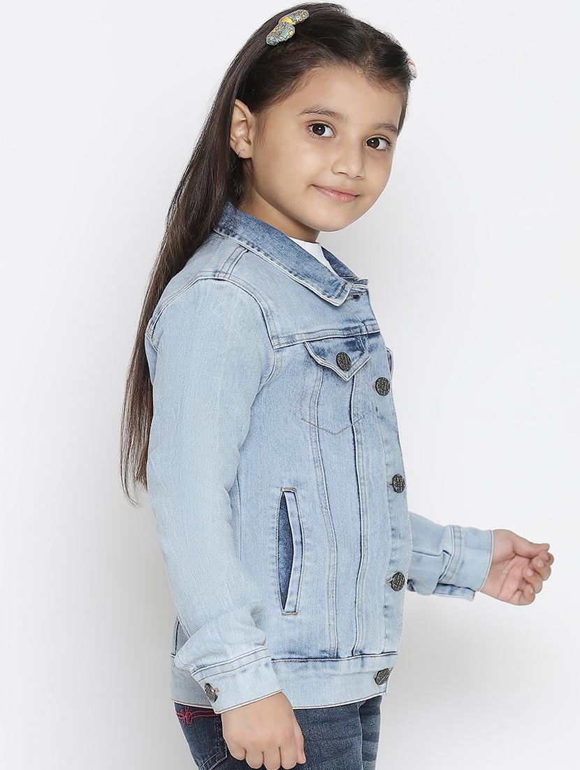 girls shirt collar solid denim regular jackets - 18649403 - Zoom Image - 2