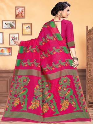 jacquard work jamdani saree with blouse - 18649516 - Standard Image - 2