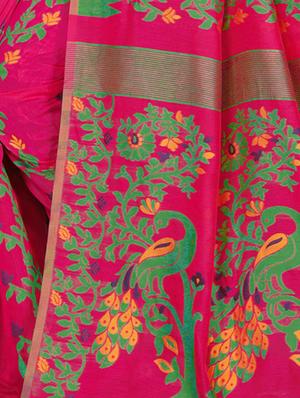 jacquard work jamdani saree with blouse - 18649516 - Standard Image - 5