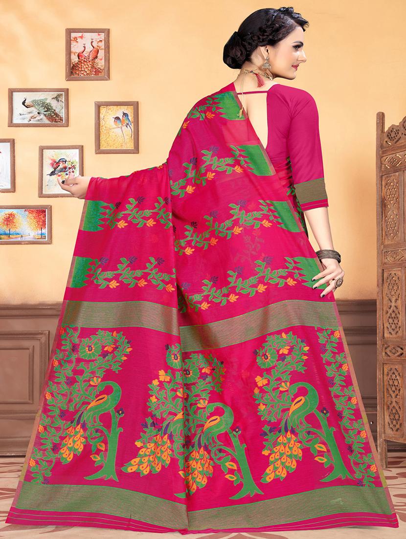 jacquard work jamdani saree with blouse - 18649516 - Zoom Image - 2