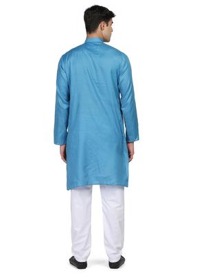 mandarin neck checkered long kurta - 18650571 - Standard Image - 3