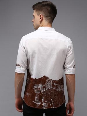 white printed casual shirt - 18650834 - Standard Image - 3