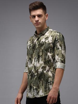 green printed casual shirt - 18650850 - Standard Image - 2