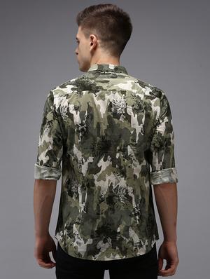 green printed casual shirt - 18650850 - Standard Image - 3