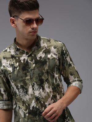 green printed casual shirt - 18650850 - Standard Image - 4
