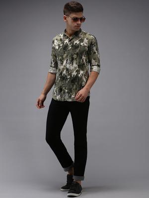 green printed casual shirt - 18650850 - Standard Image - 5