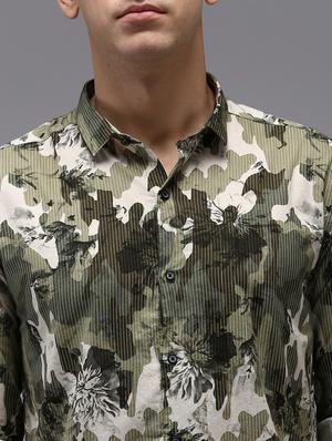 green printed casual shirt - 18650850 - Standard Image - 6