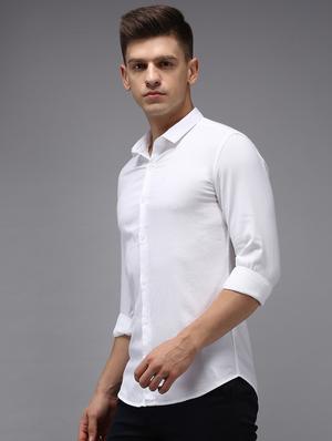 white solid casual shirt - 18650865 - Standard Image - 2