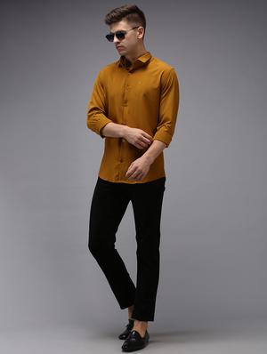 mustard solid casual shirt - 18650880 - Standard Image - 4