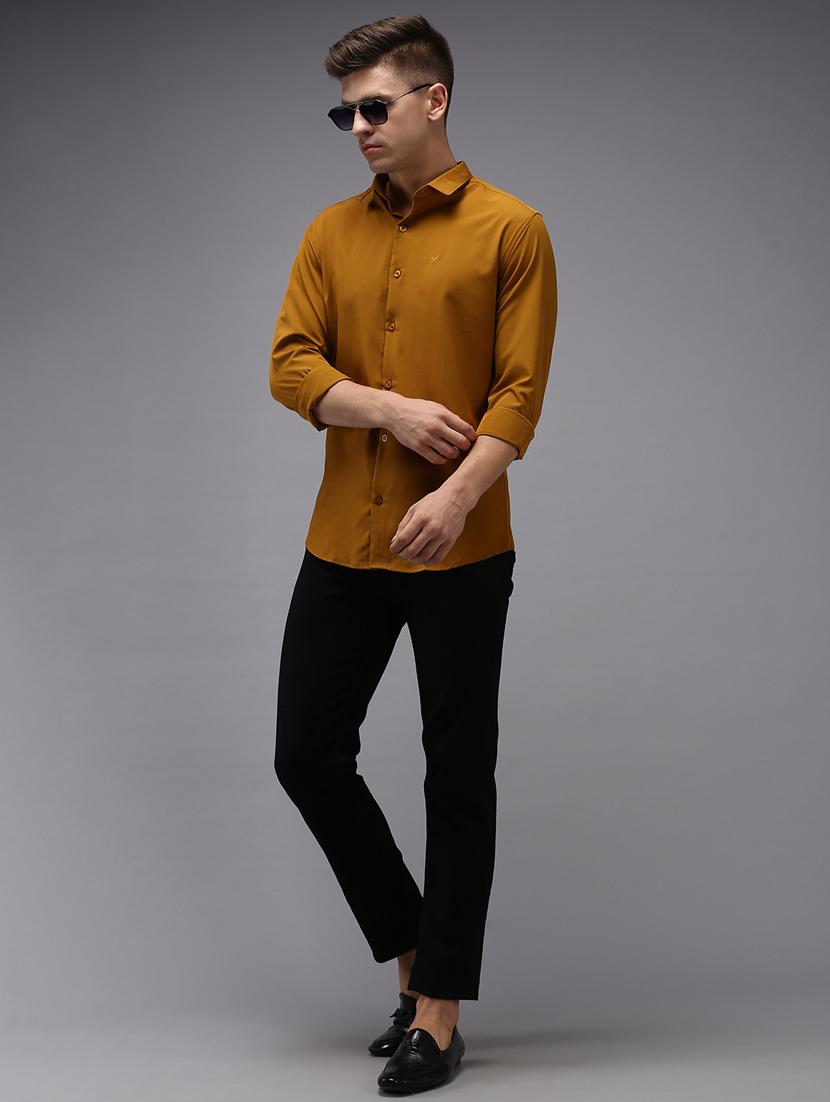 mustard solid casual shirt - 18650880 - Zoom Image - 4
