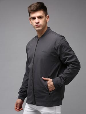 zip up solid casual jacket - 18650969 - Standard Image - 3