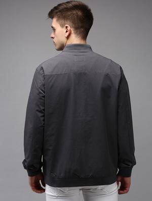 zip up solid casual jacket - 18650969 - Standard Image - 4
