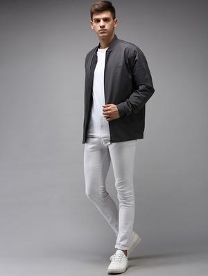 zip up solid casual jacket - 18650969 - Standard Image - 5