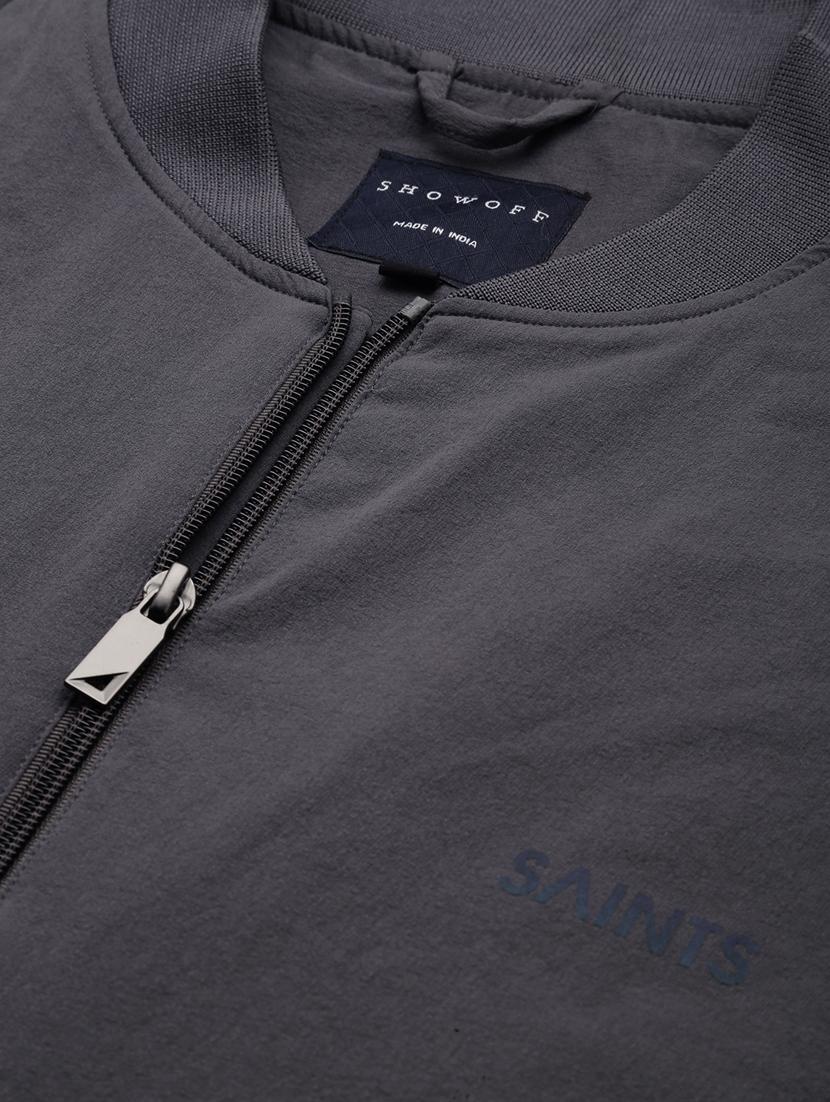 zip up solid casual jacket - 18650969 - Zoom Image - 7