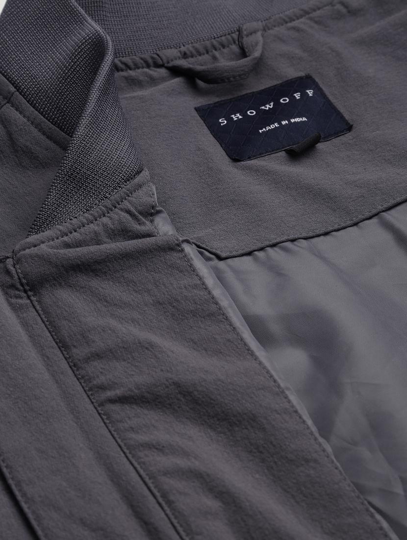 zip up solid casual jacket - 18650969 - Zoom Image - 9