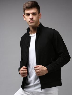 zip up solid casual jacket - 18650970 - Standard Image - 4