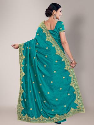 embroidered saree with blouse piece with blouse - 18651178 - Standard Image - 4