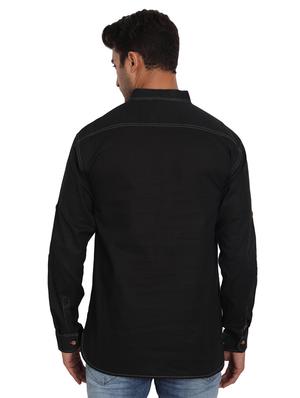 mandarin neck solid short kurta - 18656066 - Standard Image - 3
