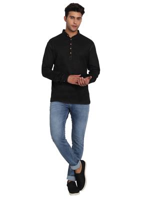 mandarin neck solid short kurta - 18656066 - Standard Image - 4