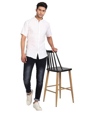 white solid casual shirt - 18656075 - Standard Image - 5