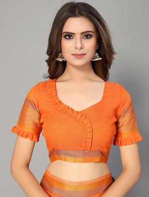 striped handloom saree with blouse - 18656462 - Standard Image - 4
