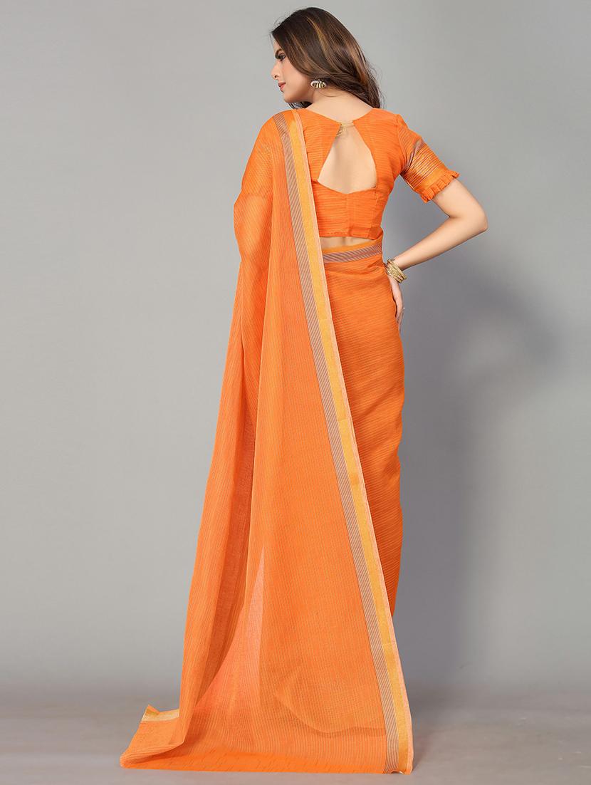 striped handloom saree with blouse - 18656462 - Zoom Image - 2