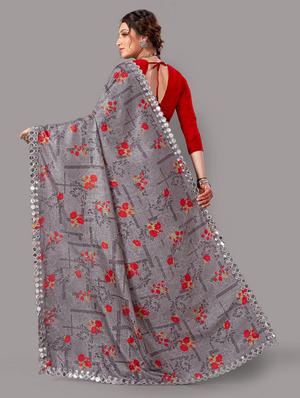 floral printed silk saree with blouse - 18679604 - Standard Image - 3