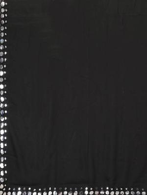 black georgette plain saree with blouse - 18685841 - Standard Image - 4