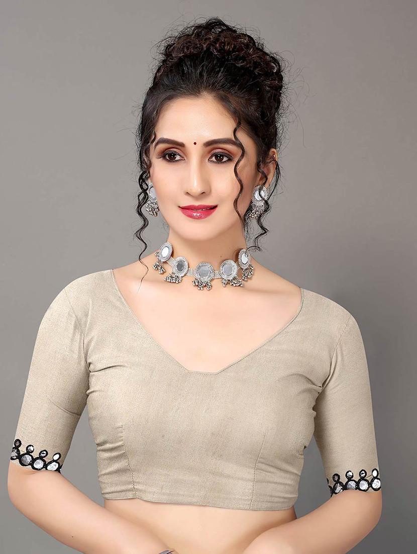 black georgette plain saree with blouse - 18685841 - Zoom Image - 3