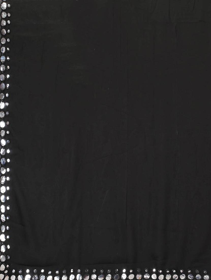black georgette plain saree with blouse - 18685841 - Zoom Image - 4