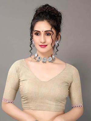 pink georgette plain saree with blouse - 18685848 - Standard Image - 3