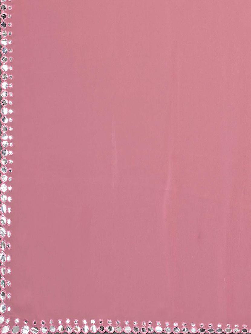 pink georgette plain saree with blouse - 18685848 - Zoom Image - 4