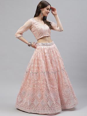 embroidered lehenga and choli with dupatta - 18686849 - Standard Image - 2