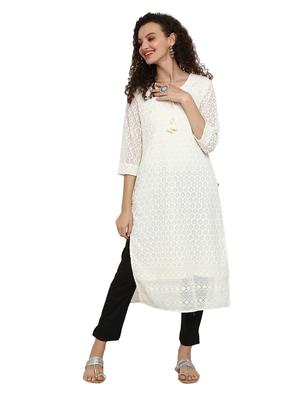 embroidered straight kurta - 18688422 - Standard Image - 3